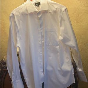 Neumann Marcus white button down tuxedo shirt